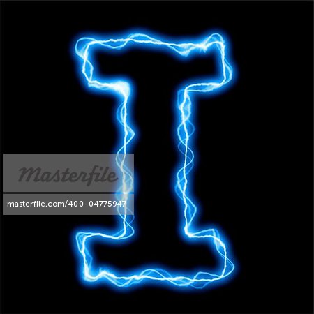 electric lightning or flash font with blue letters on black