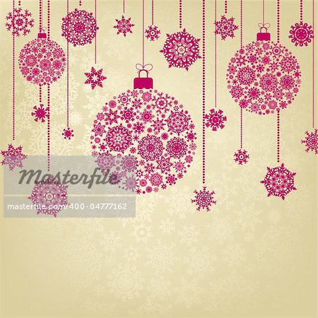 Stylized Christmas Balls, On beige Background. EPS 8 vector file included