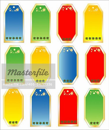 Set colors stickers, objects white isolated, jpg
