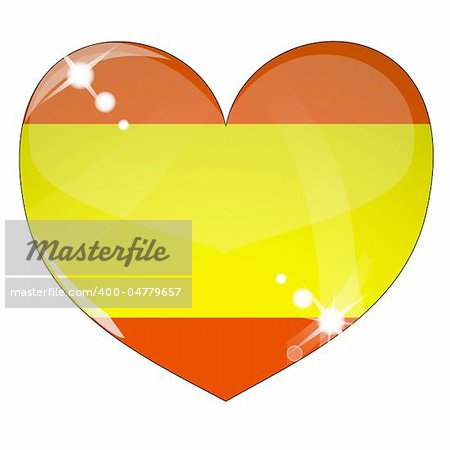 Vector heart with Spain flag texture isolated on a white background. Flag easy to replace