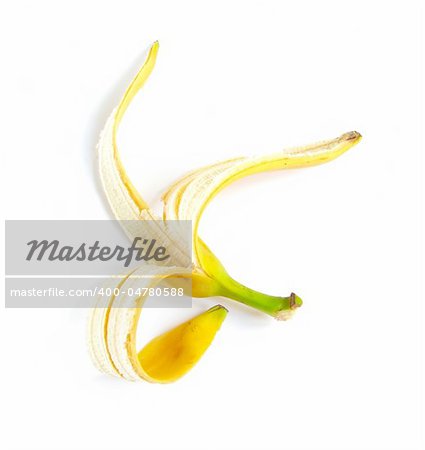 peel a banana on a white background