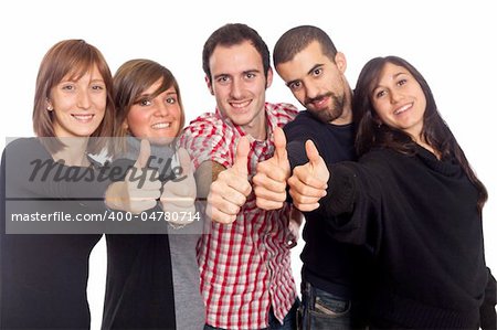 Happy Young Adult People with Thumbs Up