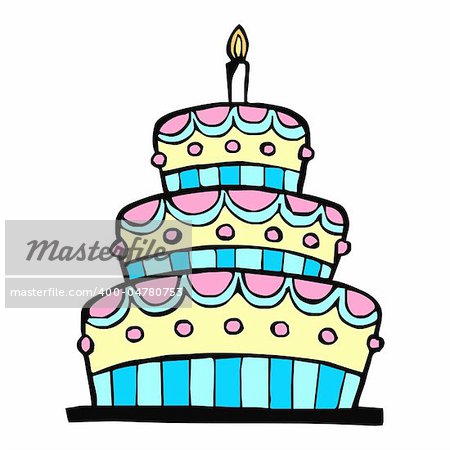Colorful birthday cake on white background