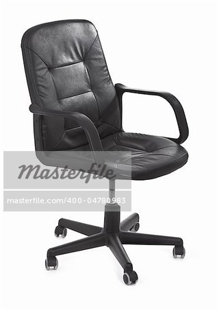 leather chair on white background, minimal natural shadow under it