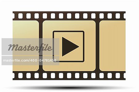 illustration of reel with play icon on white background