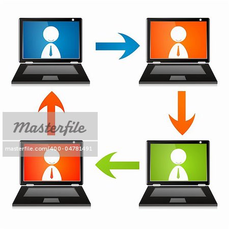 illustration of networking on white background