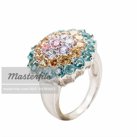 Luxury ring with diamonds isolated on a white