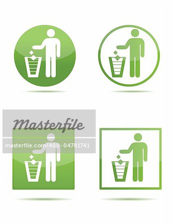 Illustration of Litter signs in green isolated over a white background