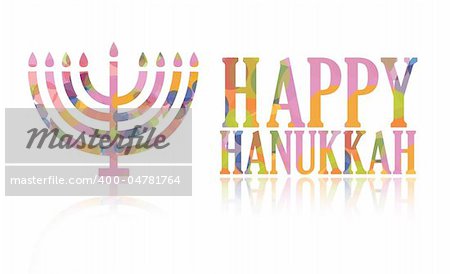 Colorful happy hanukkah logo isolated over a white background