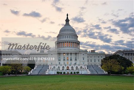 Capitol hill building closeup in the morning with colorful cloud , Washington DC.