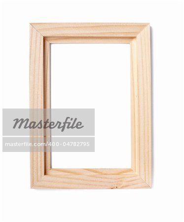 close up of wooden frame on white background with clipping path