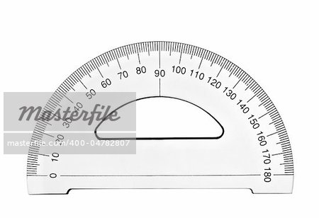 close up of plastic transparent ruler on white background with clipping path