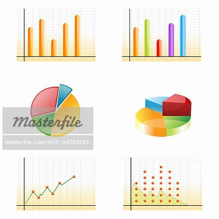 illustration of business growth graphs on white background