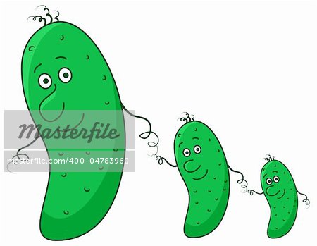 Family of cucumbers, vector, the parent and two children