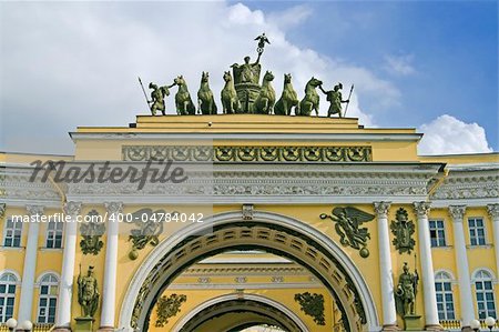 General Army Staff Building in Saint Petersburg, Russia. Classicism-epoch style.