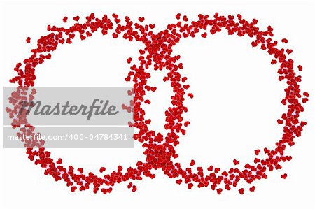 heart of velvet in the form of two rings. with clipping path