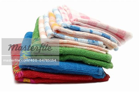 Pile of coloured bath towels