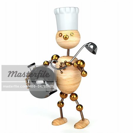 wood man cook 3d rendered for web and commercial