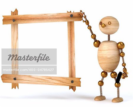 wood man blank  board 3d rendered for web and commercial