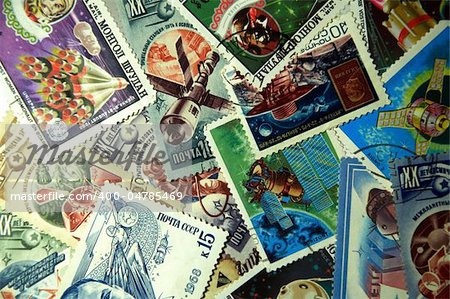 The collection of old postal stamps