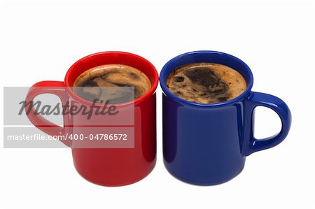 red and blue mug on a white background