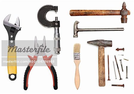 A set of tools - isolated on white