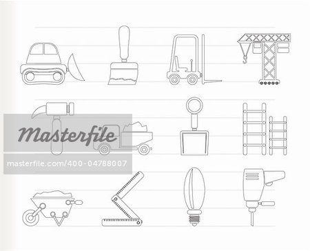 Building and Construction equipment icons - Vector Icon Set