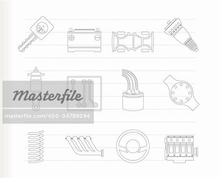 Realistic Car Parts and Services icons - Vector Icon Set 2