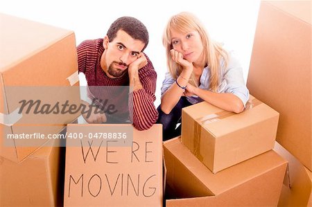 Young Tired Couple on Moving