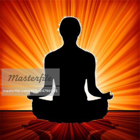 Yoga illustrations with burst of light. EPS 8 vector file included