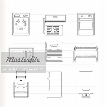 Home electronics and equipment icons - vector icon set