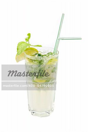 mojito alcohol fresh cocktail isolated on a white