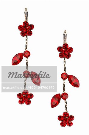 Pair of earrings isolated on the white background