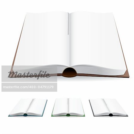 Open book with white pages. Vector illustration on white.