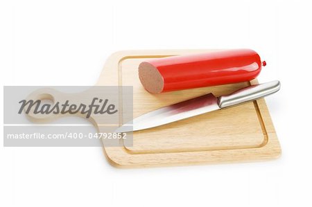 Smoked sausage isolated on the white background