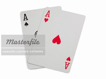 Two aces. Isolated on white background with clipping path.