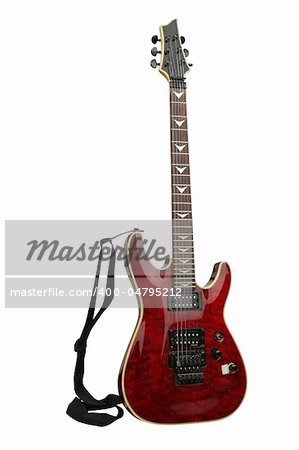 red electric guitar on white background
