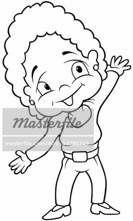 Smiling Aunt - Black and White Cartoon illustration, Vector