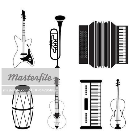 Musical instrument icons - vector icon set