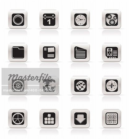 Simple Mobile Phone, Computer and Internet Icons - Vector Icon Set