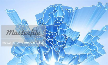 Europe abstract 3D background in blue colors