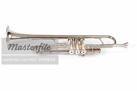 old trumpet, photo on the white background