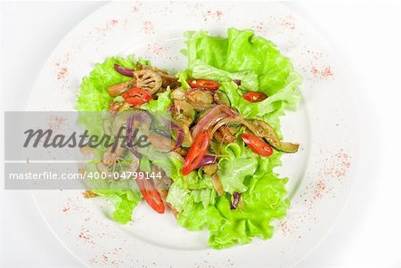 Salad of pork, courgette, lime with hazelnut and lettuce