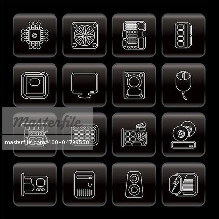 Line Computer  Performance and Equipment Icons - Vector Icon Set