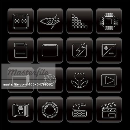 Line Digital Camera  Performance Icons - Vector Icon Set