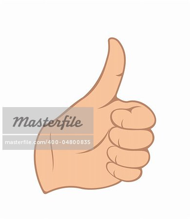 Illustration hand gesture with thumb up isolated on white - vector
