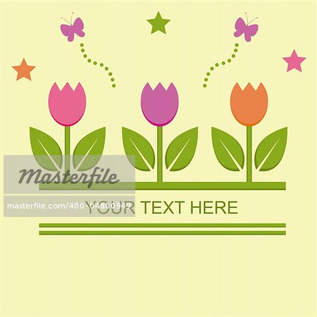 cute spring background with tulips