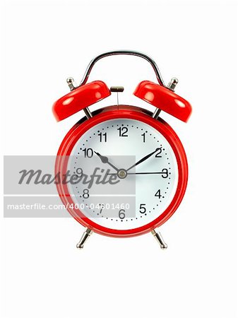 An alarm clock isolated ahgainsdt a white background