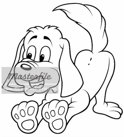 Dog Barks - Black and White Cartoon illustration, Vector