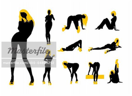 Collection of high quality women silhouettes vector illustration